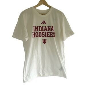 Adidas Indiana Hoosiers T-Shirt Mens Small White Crimson Graphic Tee II5377‎ NEW